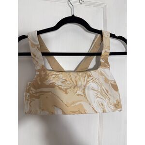 Aerie Offline Tan Marble Pattern Sports Bra